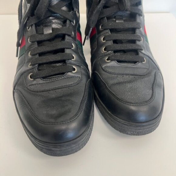 GUCCI coda Guccissima black leather high-top sneakers 221825 size11 - Picture 3 of 11